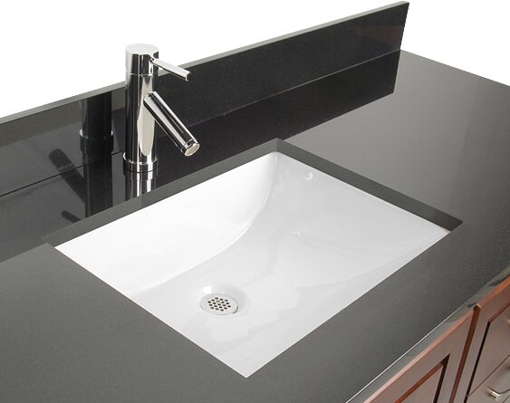 Ceramic Rectangular Undermount Bathroom Sink with Overflow .