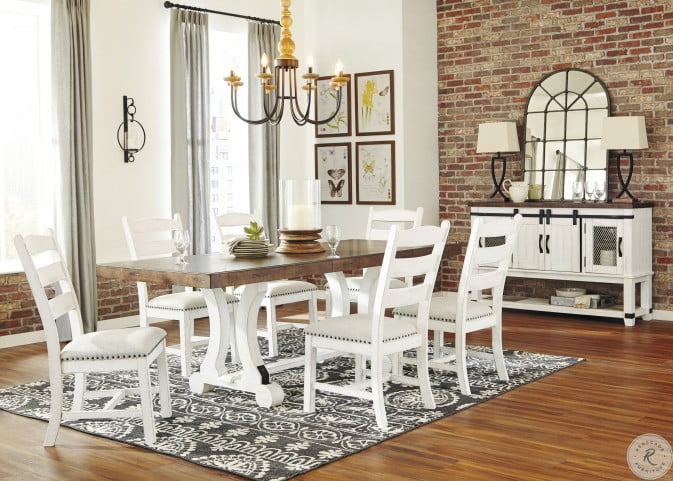 Valebeck White and Brown Rectangular Dining Room Set from Ashley .