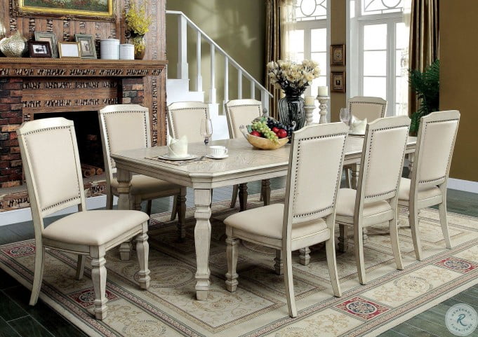 Holcroft Antique White Extendable Rectangular Leg Dining Room Set .