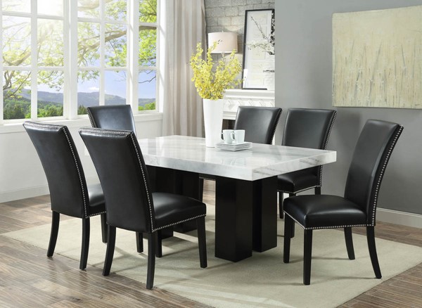 Steve Silver Camila White Black 7pc Dining Room Set | The Classy Ho