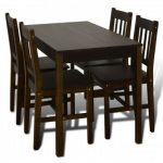 Wooden Dining Table with 4 Chairs Brown | vidaXL.c