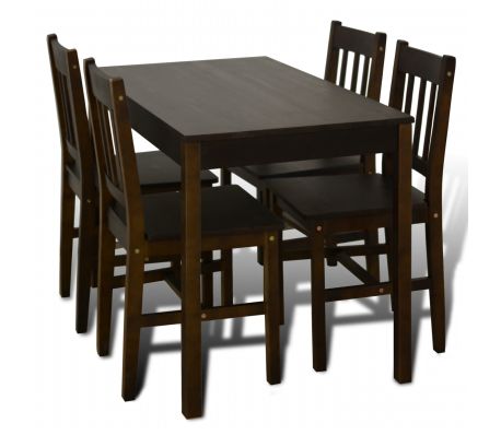 Wooden Dining Table with 4 Chairs Brown | vidaXL.c