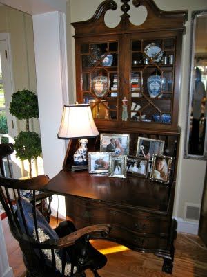 Antique Drop Front Secretary Desk with Bookcase