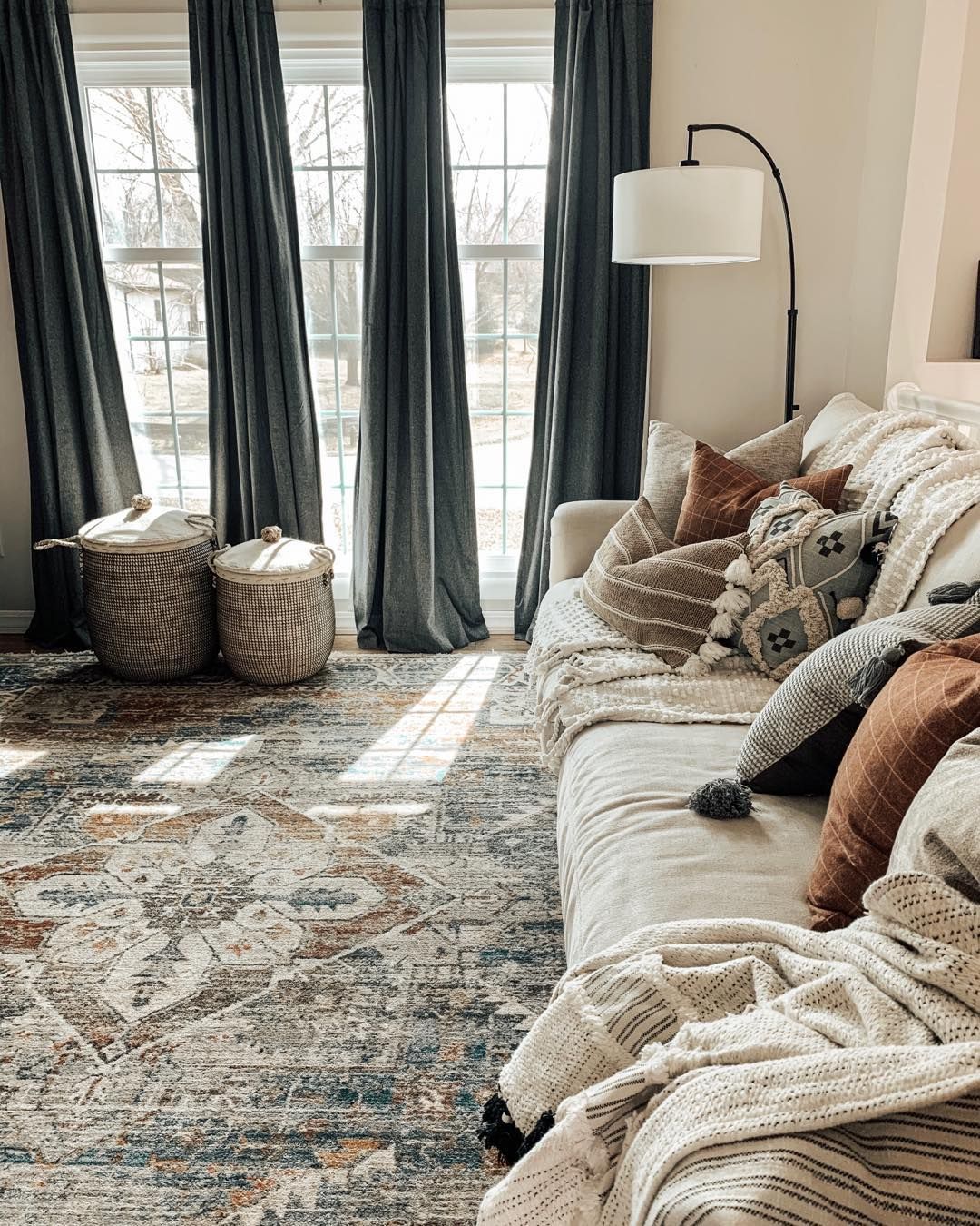 Soft Fabric Blue Curtains For Living Room