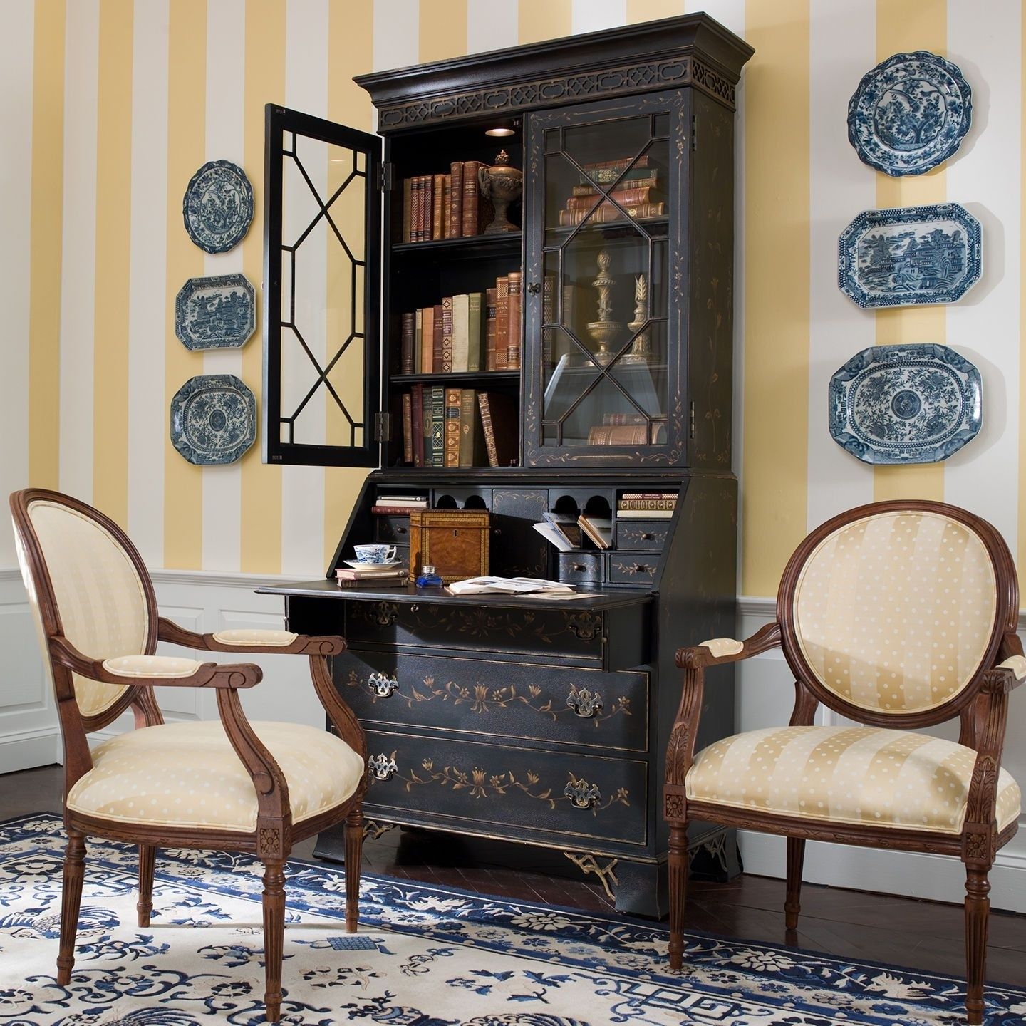 Antique Drop Front Secretary Desk with Bookcase