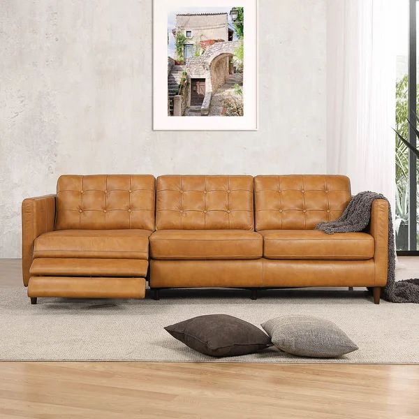 Leather Reclining Sofa for Added Comfort in Living Room