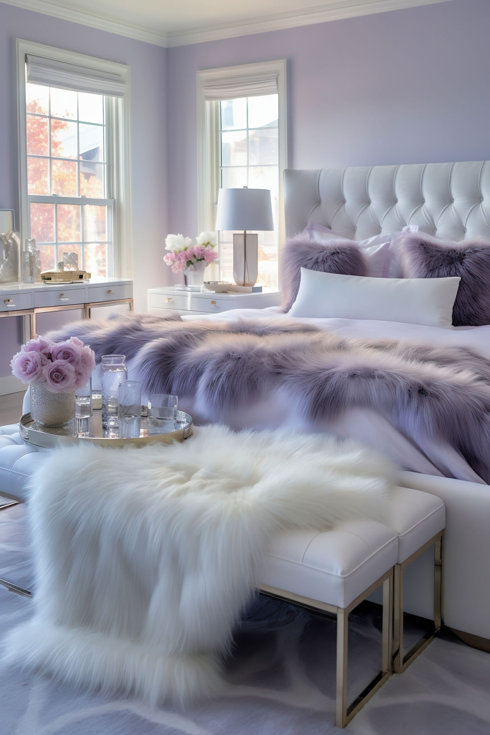 Add elegance with a purple bedroom