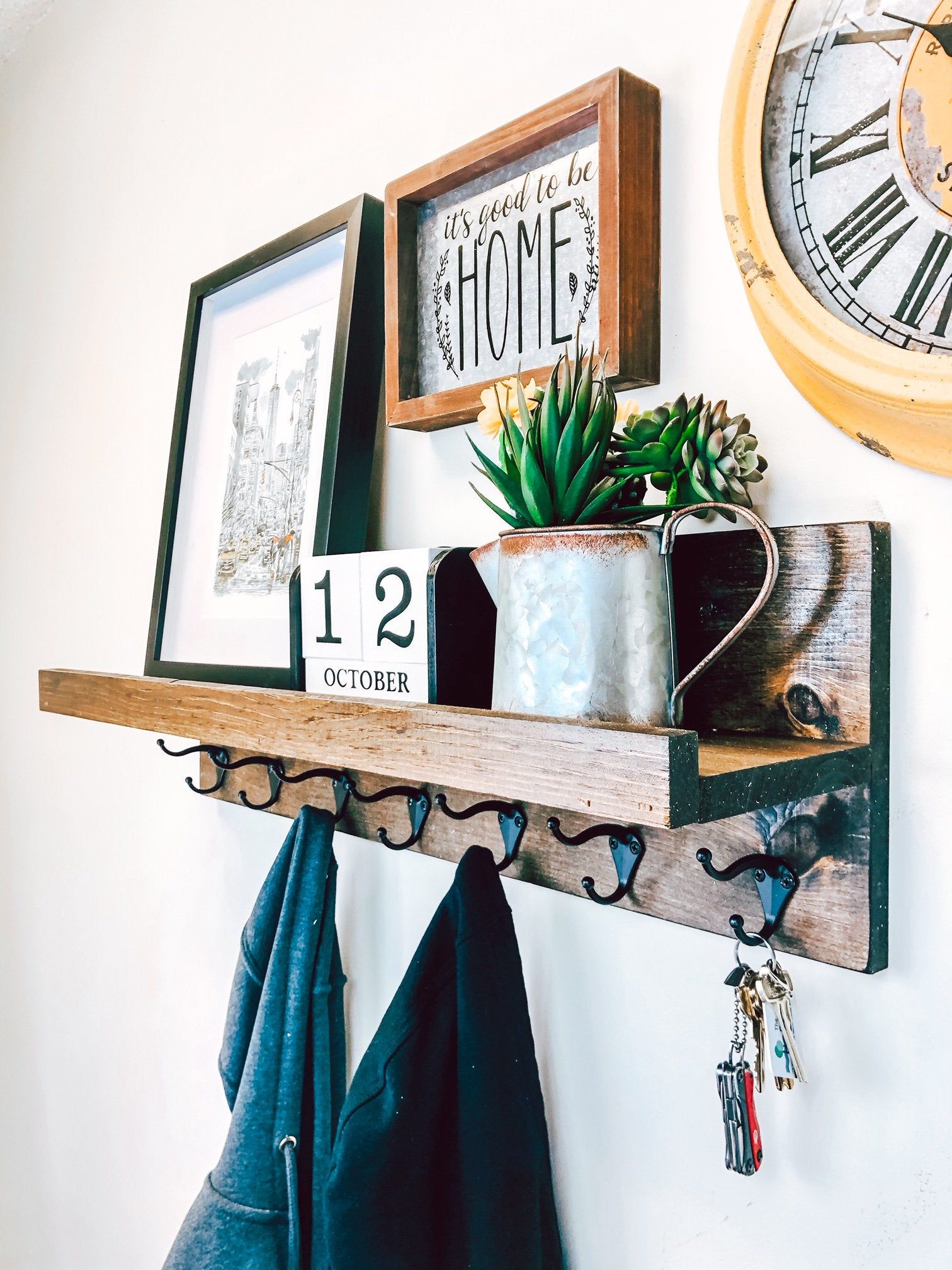 Find Elegant Wall Shelf with Hooks