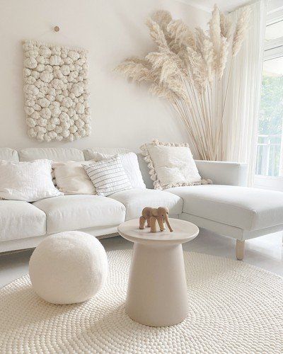 White Living Room Setting in a Modern  Home