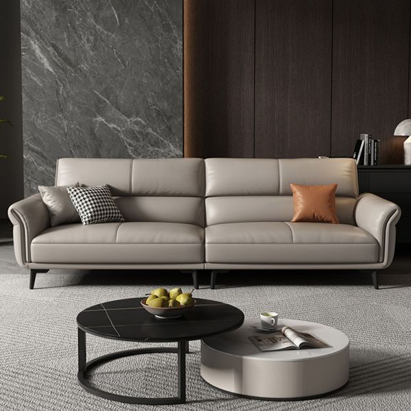 Grey Leather Sofa for a Classy Modern  Living Room