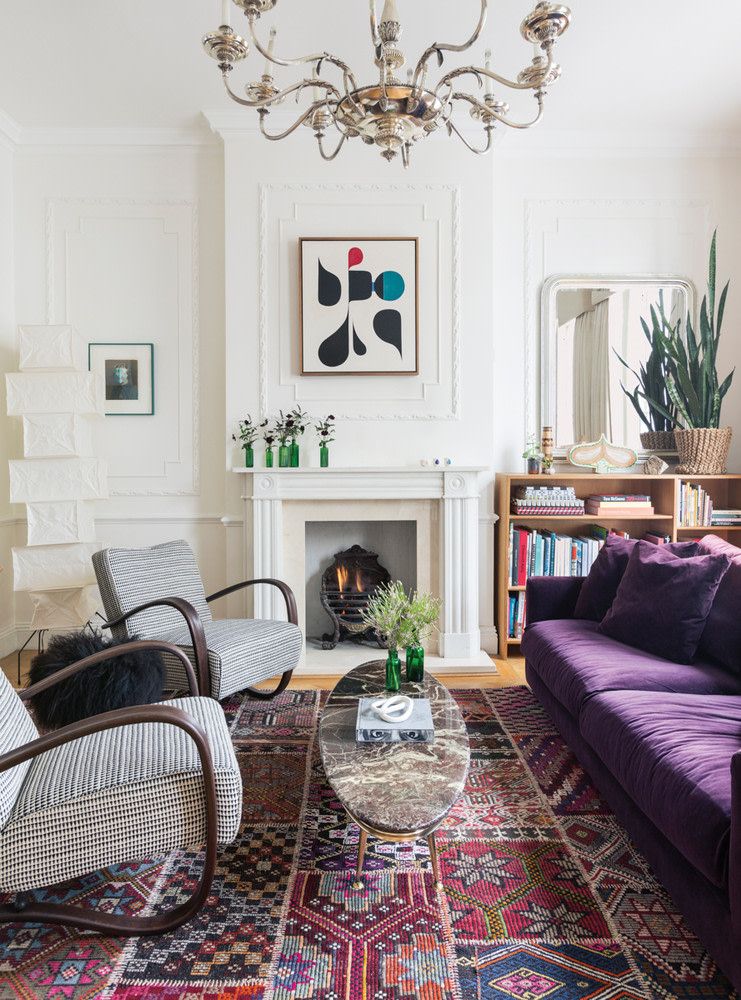 Purple Sofa for a Bright and Lively Living Room