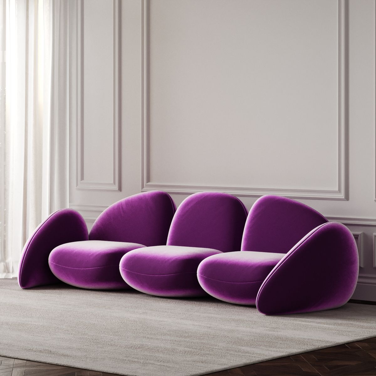 Purple Sofa for a Bright and Lively Living Room