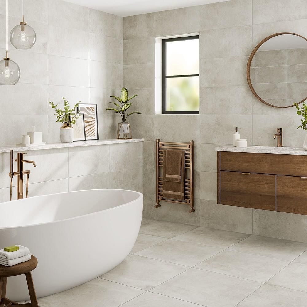 Minimalist Look White Bathroom Tiles