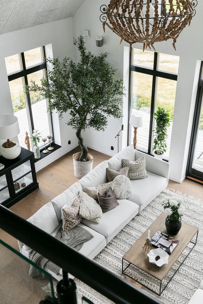 White Living Room Setting in a Modern  Home