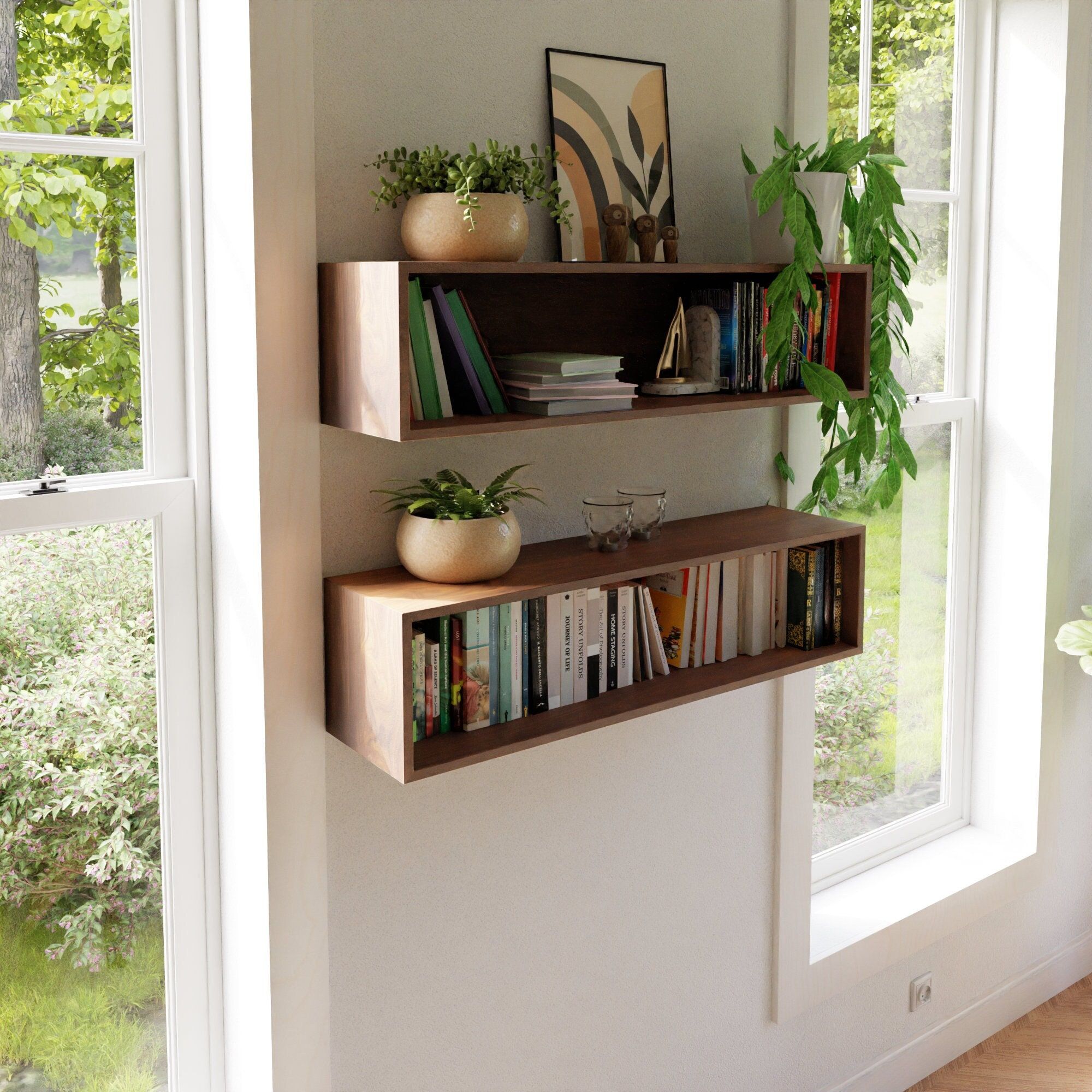 Floating Bookshelves for Modern Home  Setting