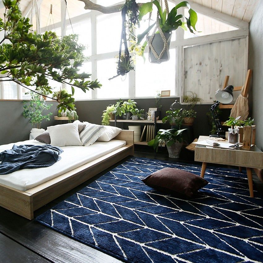 Navy Blue Rug  Reflects Tranquility