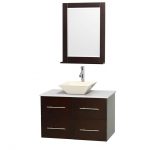 bathroom vanity tops wyndham collection centra 36-inch single bathroom vanity in espresso, w/  mirror KCZFXQD
