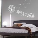 bedroom wall stickers make a wish dandelion quote wall sticker / floral / pretty / FOURXKJ