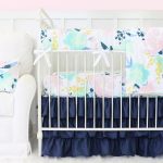 crib bedding for girls islau0027s fresh floral navy ruffle crib bedding WNHPRJJ