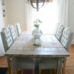 farmhouse dining room table love the light fixture coastal farmhouse dining room. love the plush chairs NXOTPWK