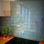 kitchen tile ideas kitchen splash back over duck egg blue tiles with cooker hood WZOUMLE