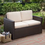 outdoor loveseat coral coast berea outdoor wicker storage loveseat with cushions | hayneedle XOTTXUM