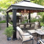 patio gazebo love the gravel patio, the metal gazebo, the lights. VZXIDQJ