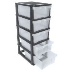 plastic storage drawers ... j.burrows 5 drawer cabinet black/clear GVLPAUE