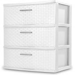 plastic storage drawers sterilite 3 drawers wide weave tower plastic storage organization- white  (white) (wide MBILLGZ