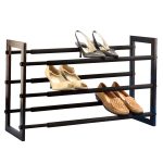 shoe racks walnut 3-tier grippy shoe rack ZDRBYPI