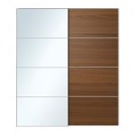 sliding closet doors auli / ilseng pair of sliding doors, mirror glass, brown stained ash veneer HCXFJYK