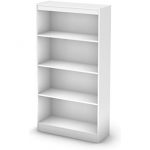 white shelf south shore axess collection 4-shelf bookcase, pure white OXDQQVW