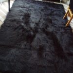 Black rugs u0027special offeru0027 large black faux sheepskin shaggy fluffy rug 150 x 240cms KGBFQMK