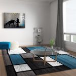 living room rug contemporary modern boxes blue/grey area rug - 7u002710 RIHAWQN