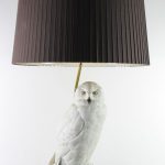 Owl Lamp franklin mint - the snowy owl - table lamp in biscuit - porcelain ENSTTDL