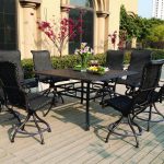 bar height patio set with swivel chairs darlee victoria 9 piece resin wicker counter height patio dining set OTMKOZK
