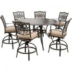 bar height patio set with swivel chairs traditions 7-piece aluminum outdoor high dining set with swivel chairs with JXYUNRY