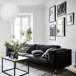 black and white decor ideas for living room living room in black, white and gray with nice gallery wall QTACWGQ