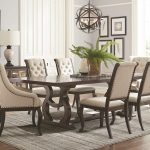 dining room table with upholstered chairs coaster glen covetrestle dining table u0026 upholstered chair set ... ACZWVJX