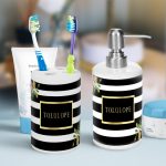 elegant floral black and white striped bathroom accessories - greetings TDIXJLD