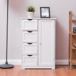 free standing bathroom cabinets with drawers costway wooden 4 drawer bathroom cabinet storage cupboard 2 shelves TRVWPMH
