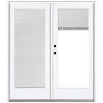 french doors with blinds between the glass 60 in. x 80 in. fiberglass smooth white right-hand inswing USIHZYC