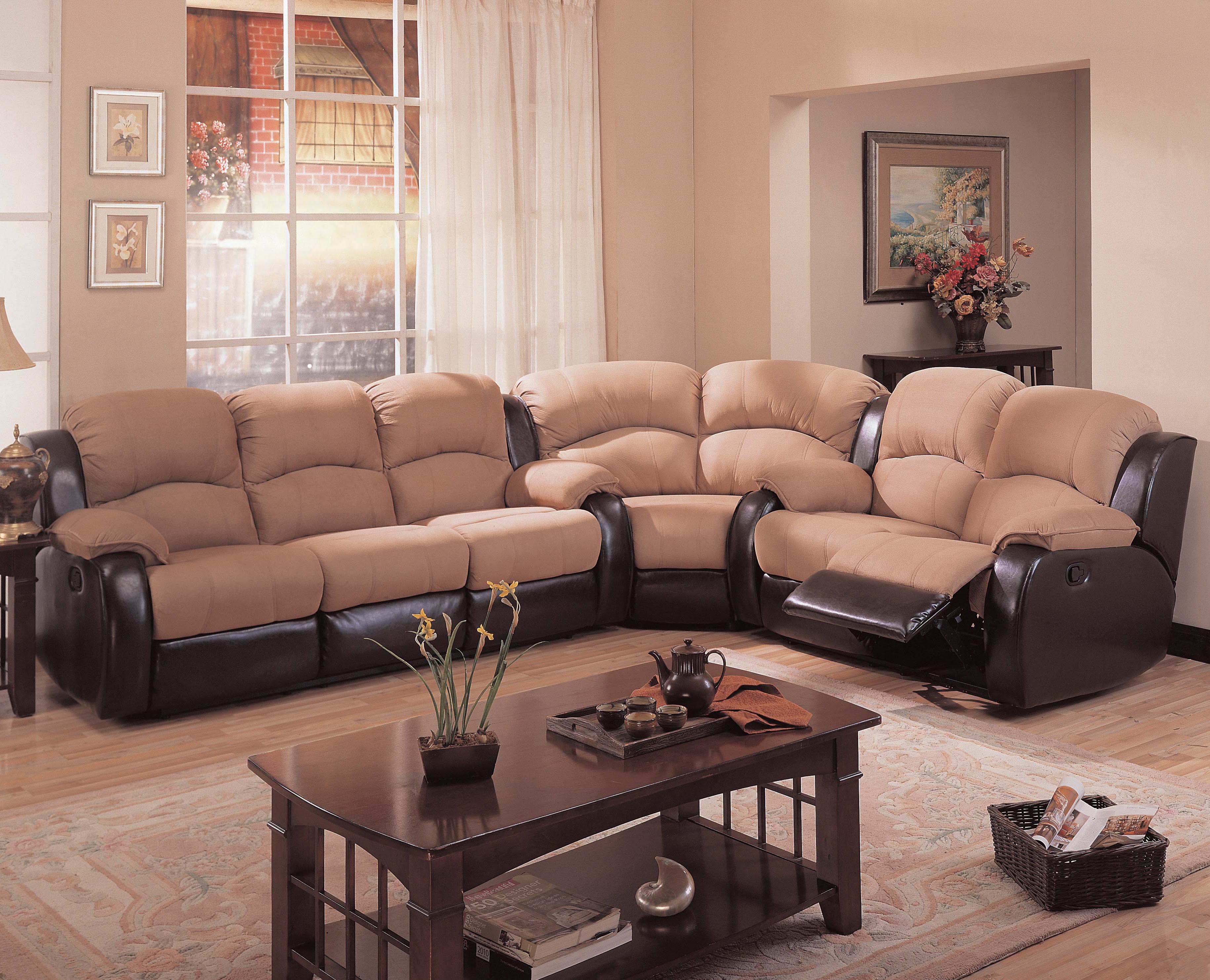 leather microfiber reclining sofa