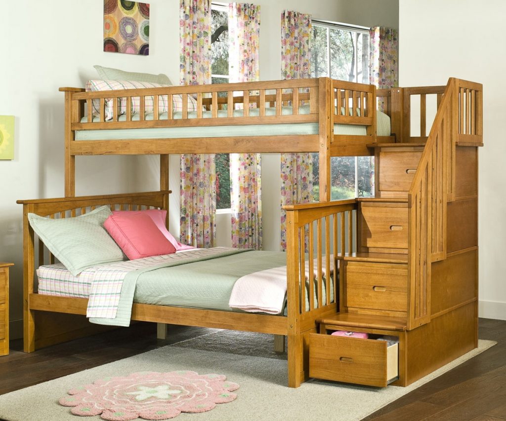 Wooden Bunk Beds With Stairs And Drawers Wonderful Full And Twin Bunk Bed 24 Over Beds Stairs Udjhtui  1024x853 