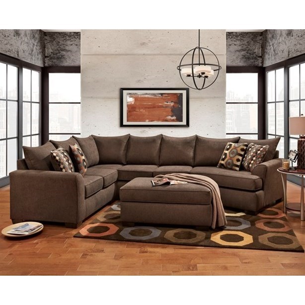 Affordable Furniture Essence Earth Brown Sectional Sofa with Cuddler