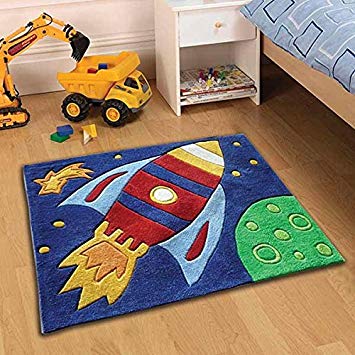 Flair Rugs Kiddy Play Rocket Childrens Rug, Multi, 70 x 100 Cm