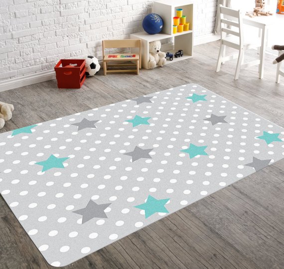 Playroom Rug, Star Decorations, Kids Rugs, Childrens Rugs, Gray Rug