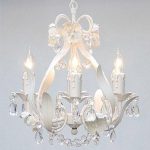 White Wrought Iron Floral Chandelier Crystal Flower Chandeliers