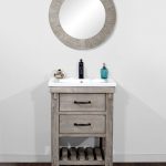 24" Rustic Solid Fir Vanity With Ceramic Single Sink, No Faucet .
