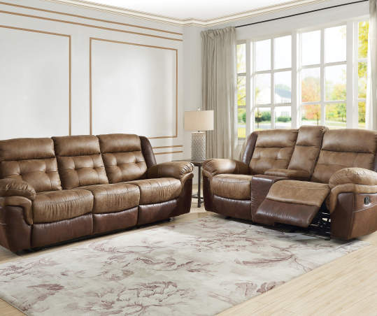 Mesa Brown Faux Leather Motion Reclining Sofa | Big Lo